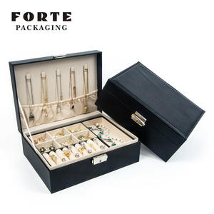 Классическая роскошная черная двухслойная упаковка для ювелирных изделий из искусственной кожи с замком - Product Image 2