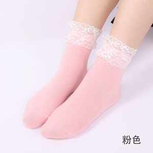Mode dames japonais maille dentelle doux Lolita froufrous blanc coton <span class=keywords><strong>chaussettes</strong></span> filles femmes tricoté cheville <span class=keywords><strong>fantaisie</strong></span> dentelle à volants <span class=keywords><strong>chaussettes</strong></span> - Product Image 4