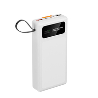 Batterie externe solaire Li-Polymère fiable 20000mAh avec 4 câbles intégrés, affichage numérique LED 20W, ultra-mince, chargeur rapide 2-en-1 pour l'extérieur