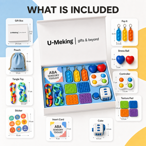 Kit di strumenti sensoriali <span class=keywords><strong>ABA</strong></span> personalizzati, set regalo per l'apprendimento per autismo e ADHD, giocattoli antistress, palline antistress, confezione regalo Pop IT Pouch, fornitore di loghi personalizzati - Product Image 2
