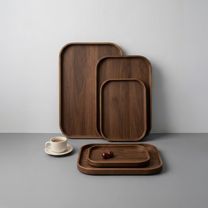Plateau de service en bois artisanal, durable, facile à nettoyer, finition naturelle, pour la restauration, service alimentaire pour hôtel, restaurant - Product Image 1