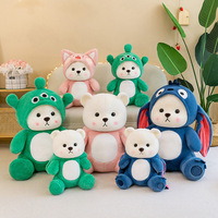 En gros Ours en peluche brodé mignon avec oreilles mobiles, design fraise personnalisable, 100% Polyester