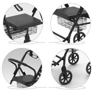 2024 mejor venta nuevo plegable de cuatro ruedas con almohadilla de cesta rehabilitación Andador de bebé multifuncional y andador para ancianos - Product Image 6