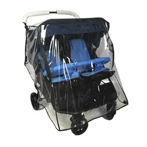 Housse de protection anti-poussière pour poussette de bébé, imperméable au vent, accessoires pour activités de plein air, housse de pluie pour poussette Double