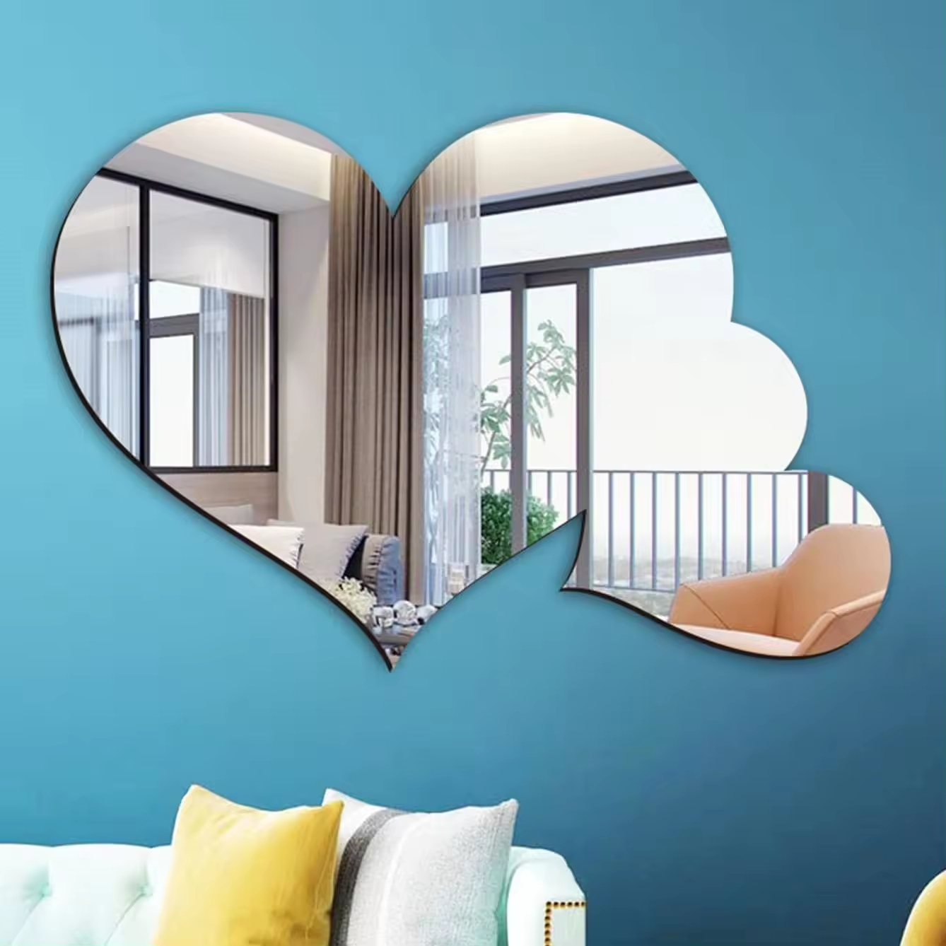 Costom Wall Decor Heart Shaped Mirror Acrylic Mirror Wall Sticker High Reflective Acrylic Mirror Invitations Reflective Sheet