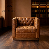 Fauteuil contemporain en cuir véritable, chaise d'appoint confortable, chaise de lecture, chaise de salon, chaise Chesterfield
