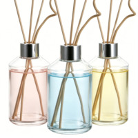 Bouteille diffuseur de parfum en verre transparent vide et rechargeable avec bouchon argenté, impression personnalisée pour l'aromathérapie