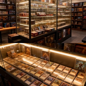 Vitrina de Exhibición para Tarjetas Comerciales en Ferias, con Cristal Templado Personalizado, Base con Iluminación LED de Color, Exhibidor de Productos para Tiendas de Cigarrillos - Product Image 2