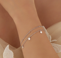 Bracelets à couches Femmes PVD Plaqué Or Bijoux Bracelet à couches Bracelet à breloques coeur non terni