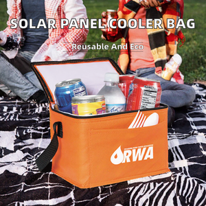 Sac isotherme réutilisable en PP non tissé pour panneaux solaires, 20L, avec motif lettres et poche avant intégrée - Product Image 2