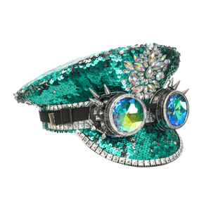 녹색 장식 조각 웨딩 모자 결혼식 파티 카니발 플랫 성능 모자를위한 세련된 여성 모자 - Product Image 6