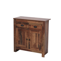 Table d'appoint rustique traditionnelle à 2 portes et 2 tiroirs, grande capacité, écologique, marron et noir, pour cuisine et maison