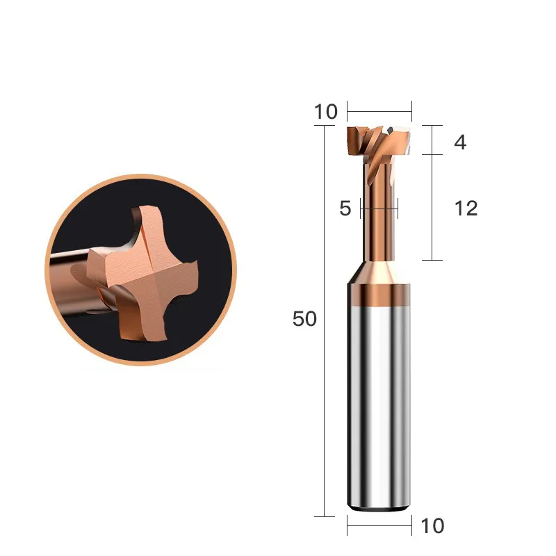 T Slot End Mill 4 Flutes Titanium Coated for Stainless Steel Milling Cutter