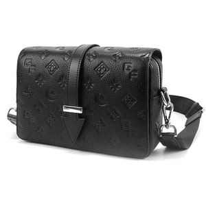 Men PU <b>Leather</b> Crossbody <b>Bag</b> Embossed <b>Small</b> Messenger <b>Bag</b> Casual Shoulder <b>Bag</b> With Flap Closure Adjustable Strap - Product Image 1
