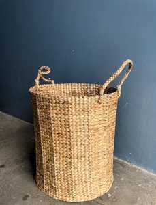 Panier de rangement robuste en jacinthe d'eau avec cadre métallique, panier tressé naturel avec poignées pour étagères et placards - Product Image 4