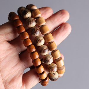 Buddhist Prayer Beads Bracelets Solid Bamboo Handcrafted Unisex Religious Jewelry - Product Image 2