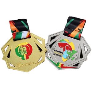 Medaglia Personalizzata YUESHEN in Lega di Zinco per Judo, Oro e Argento, BJJ, Jiu Jitsu, Premio Sportivo Unione Africana, Logo Personalizzato, Nastro, Pressofusione - Product Image 1