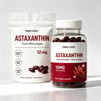 Cápsulas de Astaxantina Natural de Marca OEM, 120 Unidades, Suplemento de 12 mg para Apoyar la Energía, las Articulaciones y la Salud Cardiovascular