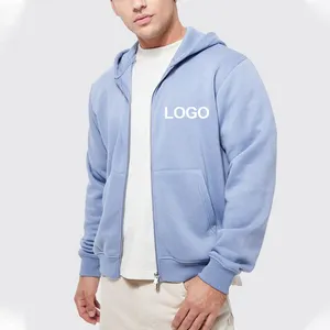 Streetwear Vendors Custom Mens Polyester Fleece Thick Zip Up Embroidery Logo Hoodies