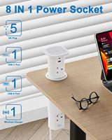 Nouvelle Conception Prise Intelligente Industrielle Dissimulée pour Bureau/Plan de Travail avec Chargeur USB 15W Sans Fil, Prise Pop-Up 10A et Télécommande WiFi