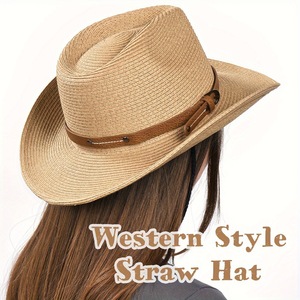 Chapeau Fedora Panama <span class=keywords><strong>Jazz</strong></span> pour Femme, Tendance Printemps-Été, Protection Solaire, Style Cowboy, en Paille, Idéal pour l'Extérieur – Nouveauté Europe et Amérique, Vente Chaude - Product Image 4