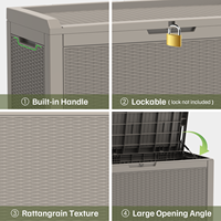 En stock aux États-Unis, boîte de rangement extérieure personnalisable de 380 L/100 gallons, grande boîte de rangement pour terrasse avec bordure pour outils, jardin et piscine