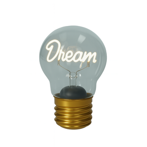Ampoule en verre avec inscription Dream Writing, base E26, lampe à filament décorative, accessoire de bureau - Product Image 1