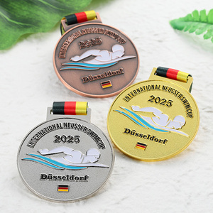 Medaglia Personalizzata 3D per Nuoto, Medaglie Multifinitura in Lega di Zinco Smaltata, Logo in Metallo per Competizioni di Nuoto - Product Image 5