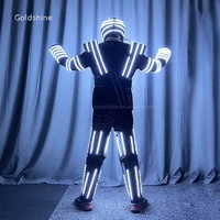 Costume de robot LED, costume spatial cool avec lumières clignotantes pour les spectacles sur scène, décorations de fête, vêtements scintillants avec accessoires de performance
