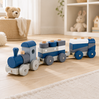Jouet de train à empiler en bois Montessori, voiture à tirer, blocs de tri de formes, jouet éducatif pour tout-petits et enfants