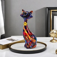 Vente Flash Transfrontalière : Ornement de Chat Graffiti Coloré, Style Art Moderne, Création Artistique pour la Maison, Salon, Sculpture en Résine Époxy, Artisanat Populaire