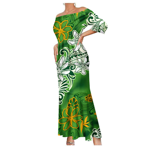 Impression à la demande Palaka <span class=keywords><strong>tatouage</strong></span> polynésien Puletasi Samoa Ptaha grande taille épaules dénudées femmes hauts et jupes sirène 2 pièces ensemble - Product Image 3