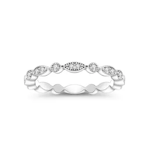 持久的OEM批发Moissanite钻石结婚戒指戒指925纯银女士弯曲戒指时尚饰品