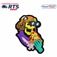 Patch PVC 3D personnalisable Prêt à l'emploi, motif Pizza Skull Night Vision, pour chapeaux tactiques