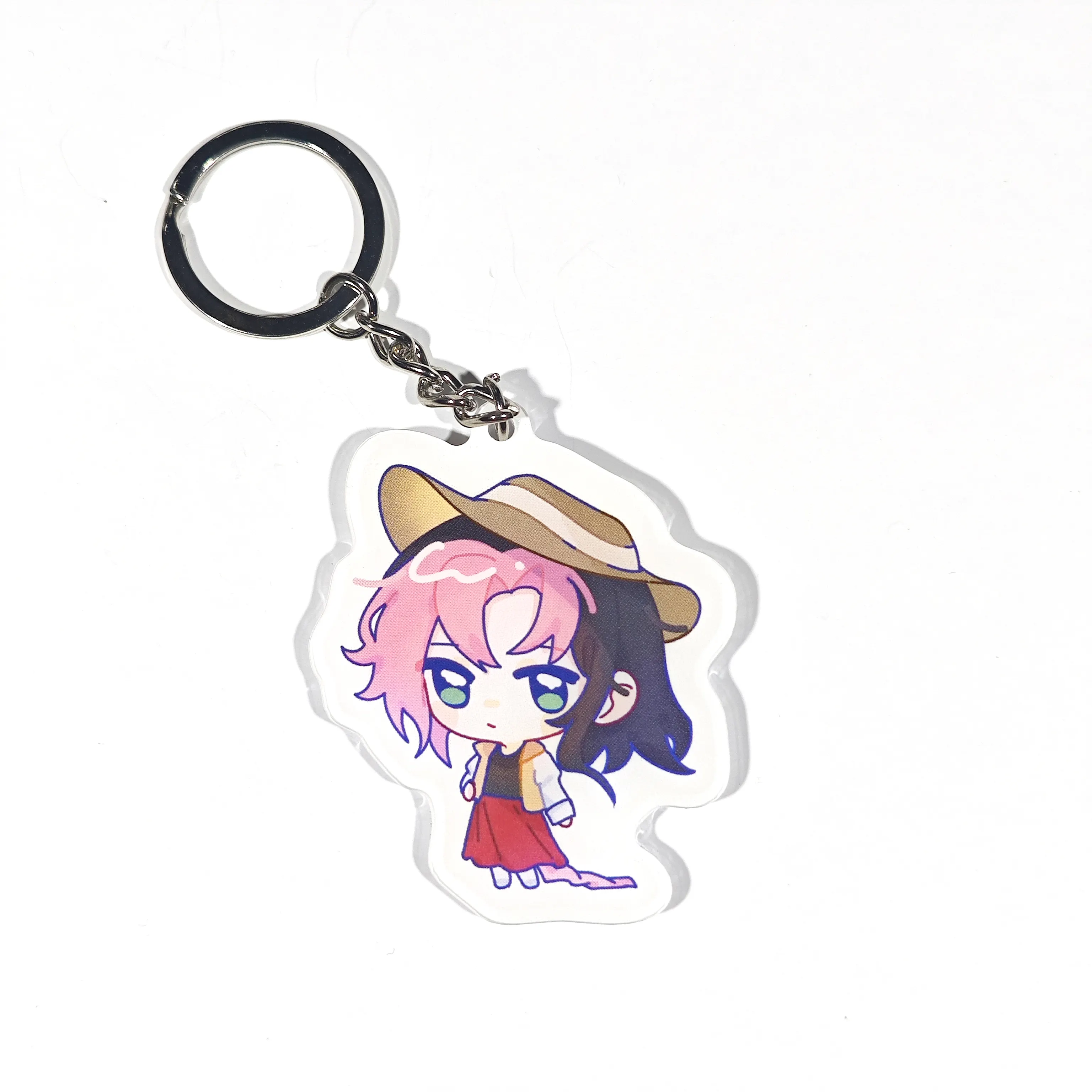 High Quality Stainless Steel Printed Key Chain Charms Promotional Acrylic Plastic Charm with UV 6-Color Printing