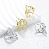 Bague en cuivre JINYUAN avec zircon coloré incrusté, motif ailes et feuilles, style INS personnalisé, forme marquise, ajustable, pour femme