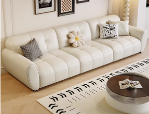 Cómodo Sofá Seccional Crema Convertible <span class=keywords><strong>y</strong></span> Extensible de Forma Rectangular con Patas de Acero Inoxidable para Sala de Estar, Hotel, Villa - Product Image 4