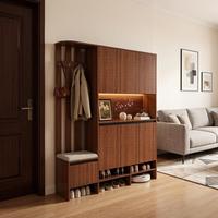 Meuble d'entrée compact pour salon et salle à manger, avec rangement, banc, étagère à chaussures, patères et étagère à LED, design moderne, en bois écologique