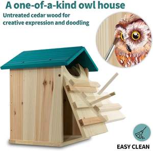 Rustik sedir ağacı el işi baykuş evi açık Screech baykuş kutusu ile kuş standı ahşap yuva kutusu - Product Image 3