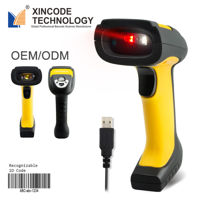 Xincode Factory Price USB Industrial Grade Handheld Scanner Rugged Android 1D Laser Waterproof Barcode Scanner for Warehouse