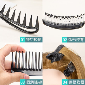 Wanmei Hair Styling <b>Tools</b> Set With Comb Brush <b>Clips</b> And Bag For Home Use Black ABS Material - Product Image 3