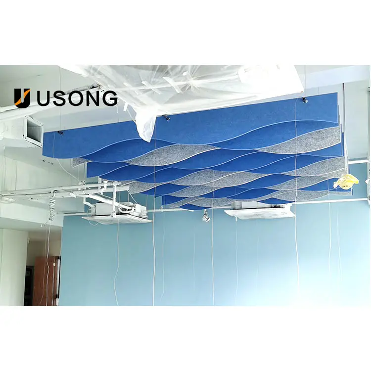 Sound Insulation Sound Proof Wall Panels Ceiling Acoustics Fire Safety PET Wave Shaped Acoustic Sound Proof Wall Panels Ceiling