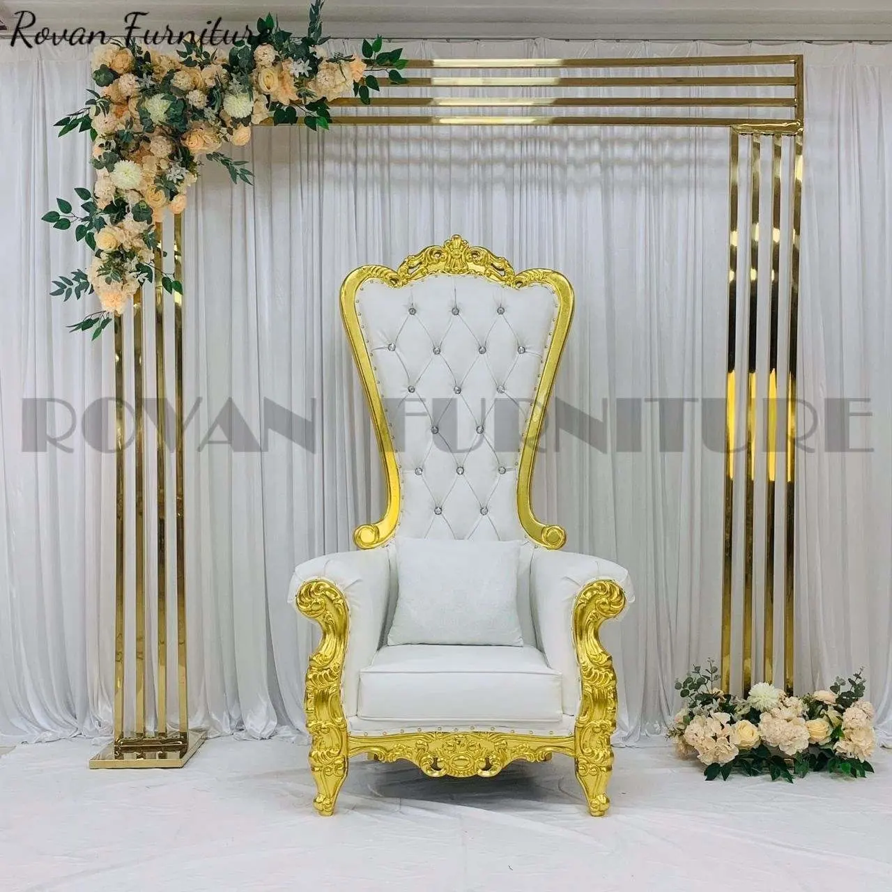 Cadeira de casamento king e queen, cadeira de luxo alta para noiva e noiva