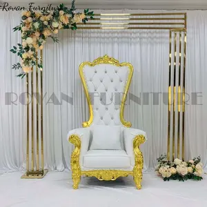 Silla de boda de lujo para el novio y la novia, respaldo alto, rosa, plateado, más barato