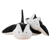 Nouveauté : Adorable peluche chat manta ray, jouet en peluche, décoration d'intérieur, cadeau d'Halloween, peluche chat ray noir douce