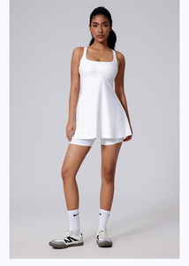 Robe de tennis 2-en-1 pour femme, dos ouvert, avec short intégré, non transparente, pour l'entraînement <span class=keywords><strong>et</strong></span> le sport, vente en gros - Product Image 6