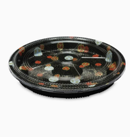 Boîte à sushi jetable ronde en PET de haute qualité HYX-65 Bingo, personnalisable, avec couvercle transparent, emballage alimentaire, feuille d'or