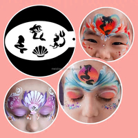 Pochoirs adhésifs réutilisables en gros pour peinture faciale, pochoirs temporaires pour tatouages corporels pour enfants, pochoirs de peinture faciale à paillettes pour Halloween, OEM.