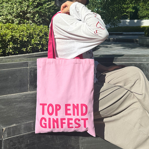 Hochwertige 100% Bio-Baumwolle Einkaufstasche mit Langen Henkeln in Rosa, Canvas-Tragetasche mit Individuell Bedrucktem Logo - Product Image 1
