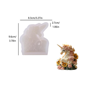 Flower Unicorn 100% Silicone <b>Candle</b> <b>Molds</b> Cartoon Animal 2-Piece Dishwasher Safe Sustainable DIY Aromatherapy <b>Candle</b> Making - Product Image 2